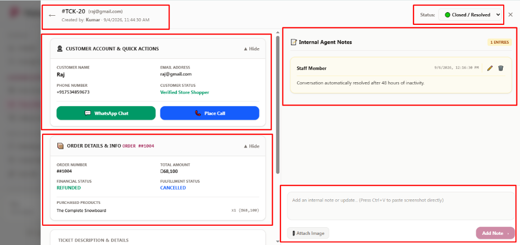 PistioAI Ticket Details Slide-over Drawer